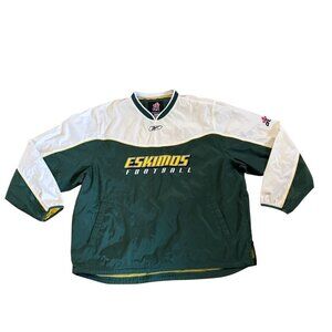 Reebok CFL Edmonton Eskimos Jacket Pullover 2XL Green White Windbreaker Football